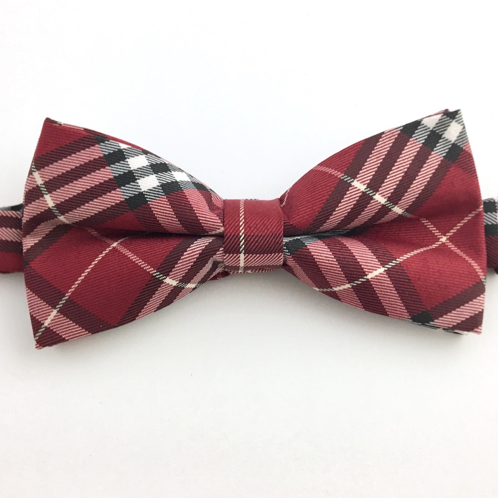 Men's Tartan Dark Red Party Bow Tie